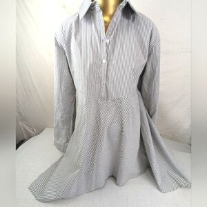 Cupio Grey & White Pencil Stripe Long Sleeve Tunic Medium